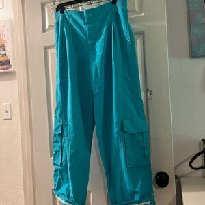 Free People Teal Cargo Pants